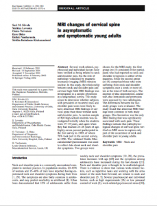 MRI changes of cervical spine in asymptomatic and symptomatic young adults
